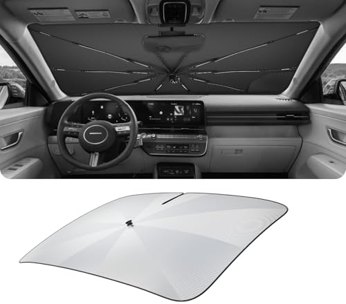 LUWU [Mejorado] Parasol Paraguas Coche Compatible con Hyundai Kona SX2 2024 2025 2026 Parabrisas Protección UV Parasol Auto Parabrisas Parasol Parasol Paraguas Accesorio Kona SX2