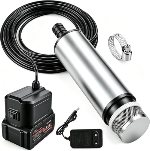 Akku Wasserpumpe mit Akku 18V Mak, 30 l/min Tragbare Wasserpumpe mit 3m Kabel & Filte, 120w Tauchpumpe Flachsaugend fur Gartenbewässerung, Schwimmbäder Teiche Springbrunnen Aquarien,Badewannen