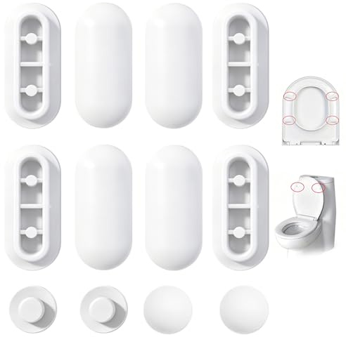 12 Stück WC Sitz Puffer, WC Toilettensitz Sitzpuff, Gummipuffer wcsitz Ersatzteile mit 8 Ringpuffer + 4 Deckelpuffer für Toilettensitz Abstandhalter Toilettendeckel Klobrillenbezug Zuhause Büro Hotel