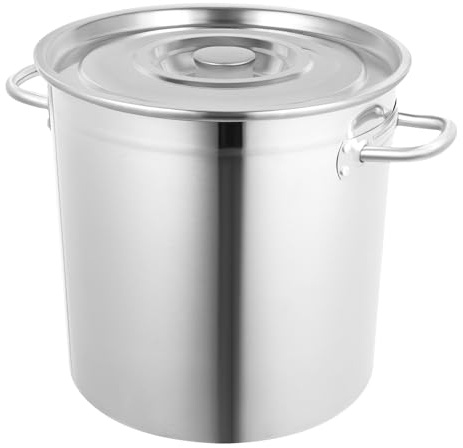 201 Edelstahl Suppentopf mit Deckel 35L 50L 70L Großkapazität Kochtopf multifunktionaler Topf zum Kochen und Schmoren geeignet für Gasherd Induktionsherd Elektroherd (Silber, 35, Liter)