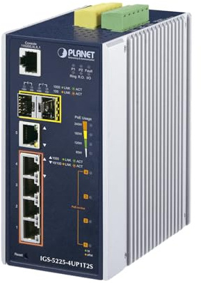 Planet Switch L2+ managed 1 x 10/100/1000 + 4 x UPOE + 2 x SFP an DIN-Schiene montierbar wandmontierbar 240 W Gleichstrom