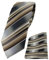 TigerTie - schmale Designer Krawatte Designer Einstecktuch in braun beige silber anthrazit grau gestreift - Krawattenbreite 6 cm