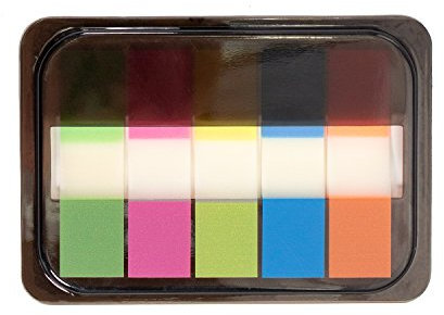 Oblique-Unique® 100 Haftmarker Haftstreifen Haftnotizen Haftnotizzettel Pagemarker 5 Farben schmal - selbstklebend und wiederablösbar