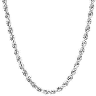 925 sterling silver necklace Diamond Cut Rope Chain Necklace, 5MM, 6MM, 7.5MM ,8.5MM- Mens Rope Chain, Sterling Silver Rope Chain Necklace For Men, Mens Rope Chain Bracelet,silver necklace made in