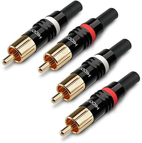Hicon Cinchstecker 4er Set HI-CM03 2x NTL + 2x RED RCA Phono Neutral Weiß by SOMMER CABLE | HI-CM03-NTL/RED