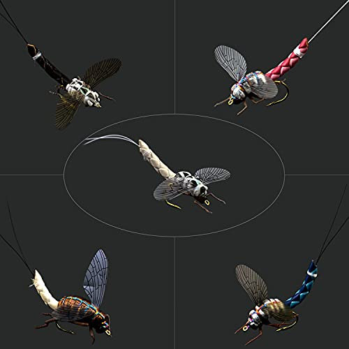 Fliegenfischen-Set mit Fliegenbox/Nymphen/Trockenfliegen, Nassfliegen/Luftschlangen/realistische Fliegen (Ephemera)