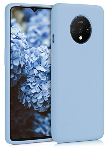 kwmobile Hülle kompatibel mit OnePlus 7T Hülle - Silikon Handy Case - Handyhülle weiche Oberfläche - kabelloses Laden - Hellblau matt