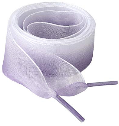 sourcing map Cordones planos de 2,5 cm de ancho para mujer, cordones de organza de color degradado, cordones para zapatos, morado y blanco, 130cm/51