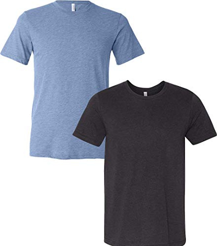 Bella + Canvas Unisex Crew Neck Triblend Short Sleeve Tee, Blue/Blackheather, Medium