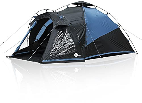 yourGEAR Schnellaufbau-Zelt Aosta 3 - Quick Up Kuppelzelt mit Fenster Vorbau Belüftung wasserdicht mit 5000 mm Blau Grau