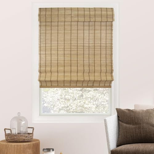 CHICOLOGY Bamboo Roman Shades - Customer Favorite Light Filtering Blinds for Windows, Premium Quality, Ideal for Home, Deer Brown, 34 W X 64 H