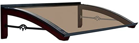 Vordach aus hölzern für den Außenbereich Farbe Dunkel nuss, Bronziert kompakte Polycarbonatabdeckung, Modell Legno PIGNA, Haustür-Vordächer Größe 100 x 150 cm