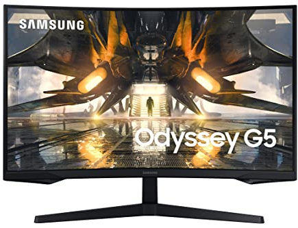 Samsung 27 Odyssey G55A QHD 165Hz 1ms FreeSync Curved Gaming Monitor with HDR 10, Futuristic Design for Any Desktop (LS27AG550ENXZA)