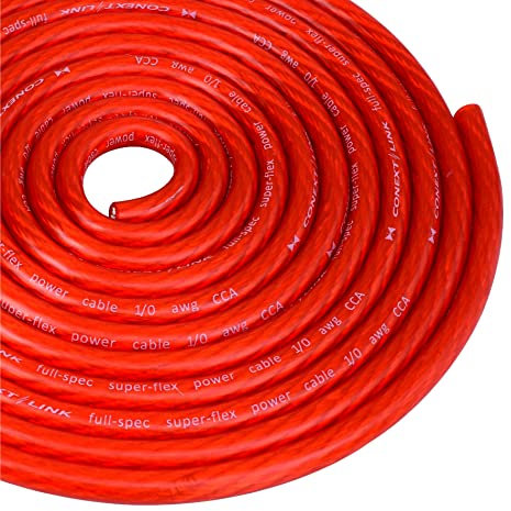 25 ft Feet Red 1/0 Gauge GA AWG Car Amplifier Battery Power Cable Ground Wire