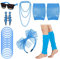 80er Jahre Outfit Damen 80er Jahre Accessoires, 80er 90er Jahre KostüM Damen Kinder Party Neon Accessoires Spitzenstoff Stirnband Ohrringe Brille 80er Netzhandschuhe ArmbäNder Halsketten Beinlinge