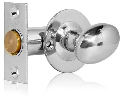 XFORT Rack Bolt Security Kit in Polished Chrome, Oval Turn Knob with 55mm Rack Bolt. Extra Security As an Additional Lock, Enhanced Protection for Doors.