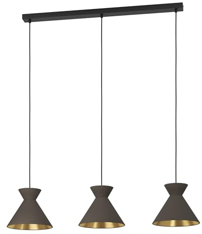 EGLO Pendelleuchte Esstisch Nastasia 3-flammig | Hängelampe für Wohnzimmer und Esszimmer, Esszimmerlampe aus Metall in Cappucchino und Messing, Lampe hängend mit E27 Fassung