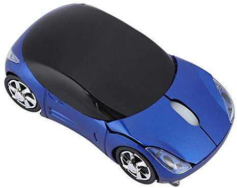 Souris de Jeu, Souris sans Fil Alimentée par Batterie 2,4 G, Souris Optique 1600 DPI en Forme de Voiture de Sport Adaptée pour Mac/ME/Windows PC/Tablette Gaming Office(Bleu)