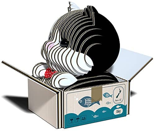 EUGY 650089 Tuxedo-Katze, 3D Tier-Puzzle für Kinder und Erwachsene zum Zusammenbauen, DIY Tierfigur, Bastelset ab 6 Jahren