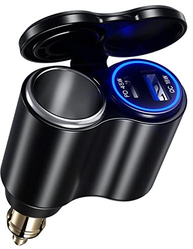 Kewig Motorrad DIN-Stecker auf QC 18W & PD 45W Ladegerät mit 12V Zigarettenanzünder Buchse für BMW Ducati Triumph Hella Motorrad DIN Buchse