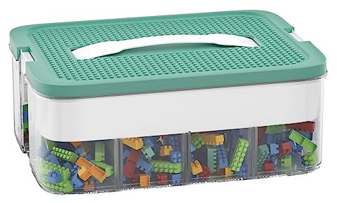 POSHIGE Stackable Toys Organizer Storage Case, Stackable Storage Container with 16 Big Compartments, Storage Box Compatible with Lego Storage Organizer, Calico Critter, Hot Wheels, Mini Toy Figures