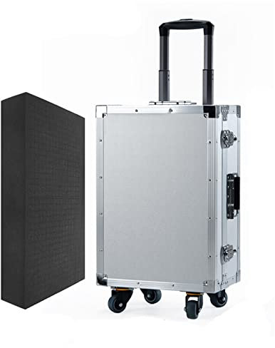 Werkzeugbox/Werkzeugkästen Tragbarer, rollbarer, aufrechter Trolley-Werkzeugkasten aus Aluminium, harter Werkzeugkasten mit Teleskopgriff, Werkzeugkoffer for Werkzeuge, Kunst, Handwerk und Teile Werkz