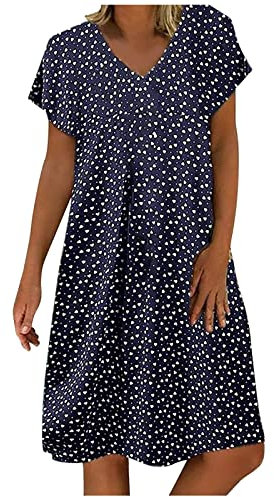 Robe Déténte Femme été Longue Grande Taille V-Neck Casual Bohemian Print Pochette Imprimé Floral A-Line Jupe en Cuir Rouge Pour Mariage Invité Chic