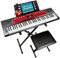 RockJam 61-Key Keyboard Piano Kit, Stand, Bench, Headphones, Simply Piano App & Keynote Stickers, Black