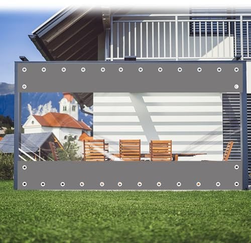 FoundGo 250x350cm Transparente Pavillonplane mit Ösen [0.45mm 450g/㎡] Wasserdicht Winddicht Outdoor Plane für Draussen Garage Terrasse Garten (Höhe x Breite)
