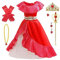 AYIMEIS Mädchen Elena Prinzessin Kleid mit Zubehör Elena Kostüm Kinder Prinzessin Verkleidung Geburtstag Weihnachten Party Halloween Karneval Cosplay Kleider Rot