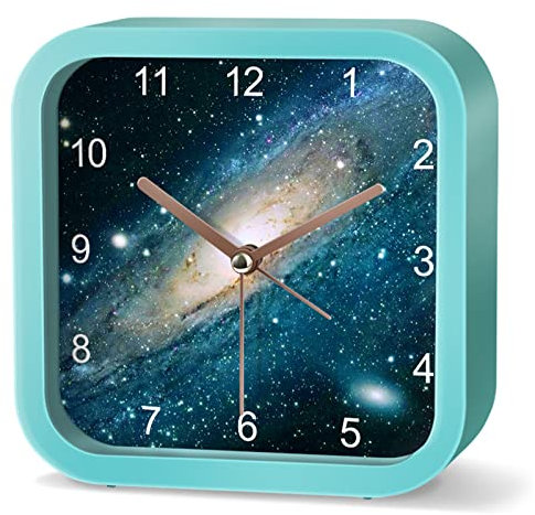 SWECOMZE Wecker Kinder Jungen, Kinderwecker Ohne Ticken, Cartoon Weltraum Astronauten Wecker Lernwecker Analog Wecker für Kinder, Mädchen, Schlafzimmer, Geburtstagsgeschenke (NZ161)
