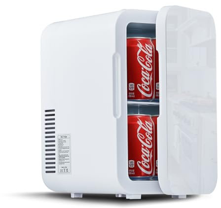 CLIPOP Mini Fridge Quiet 6L 8 Cans Portable Car Refrigerator, AC+DC Power Cooler and Warmer for Bedroom, Camping, Dorm, Travel, Office, Personal Fridge for Skin Care, Makeup, Drinks (6L, White)