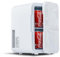 CLIPOP Mini Fridge Quiet 6L 8 Cans Portable Car Refrigerator, AC+DC Power Cooler and Warmer for Bedroom, Camping, Dorm, Travel, Office, Personal Fridge for Skin Care, Makeup, Drinks (6L, White)