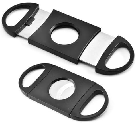 ZKSXOA 2 pcs Coupe Cigare,Ciseaux Coupe Cigare Cigarette de Poche Double Guillotine en Acier INOX,Noir