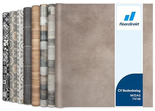 Floordirekt PVC Bodenbelag Meterware nach Maß Vinylboden, CV Linoleum für Küche & Balkon in Holzoptik, Fliesenoptik, Steinoptik - robust & pflegeleicht 100 x 1000 cm | Atlantic Midas 741M