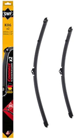 SWF Connect Wischer – K06 – Kit Aus in Deutschland Hergestellten Flachbalkenwischern Für Optimale Wischleistung 600mm/500mm – Vorne – 2er-Set, Black
