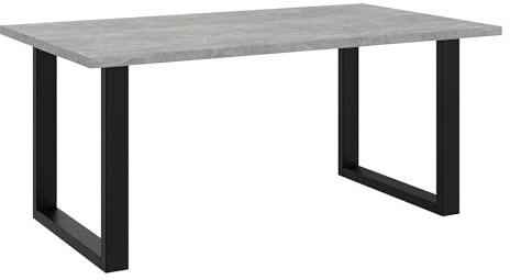 MEBLINI Esstisch Betonoptik Schwarz Modern - Küchentisch Schwarz - Esszimmertisch Gross - Tischplatte 160x90 - Brooklyn - U-Beine - Betonoptik/Schwarz Matt