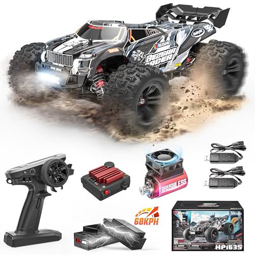 BEZGAR HP163S Schnelle RC-Autos für Erwachsene, MAX. 68 km/h | Bürstenlose RC-Trucks im Maßstab 1/16, 4x4, Offroad, wasserdicht | Elektrisches All-Terrain-Fernsteuerungsauto für Jungen