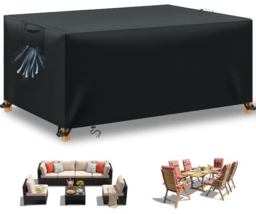 BHFRGAS Garden Furniture Covers Waterproof 420D Oxford Fabric Outdoor Patio Furniture Covers for Rattan Garden Table Chair Sofa，Black（250x210x90 CM）