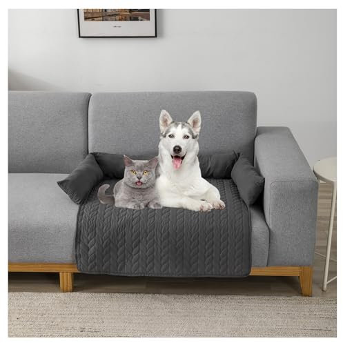 OREZAUQS Hundedecke Sofa, hundedecke Sofa,hundekissen,Sofaschutz Hund, Hundekissen,Hundecouch mit DREI erhöhte Ränder, waschbar, rutschfeste Unterseite (grau,75 * 75 * 15 cm)