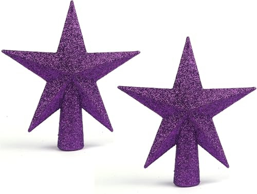 YYCRAFT Weihnachtsbaumspitze mit Glitzerstern, 7,6 cm, 2 Stück, Violett