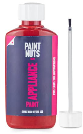PaintNuts 50ml Appliance Touch-Up Paint for Kitchen & Bathroom – Quick Drying Repair Bottle & Brush – Ideal for Radiators, Showers, Fridges, Ovens, Sinks, Chips & Scratches - Red - Matt