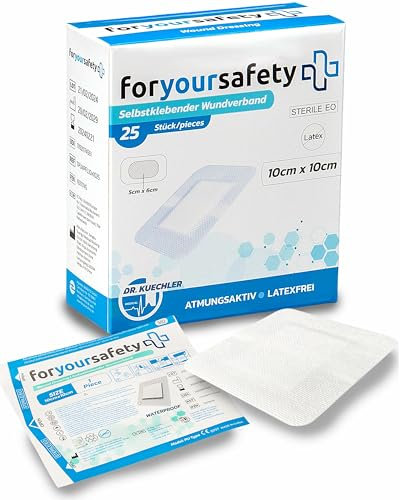 Dr. Kuechler Medical FORYOURSAFETY Wundpflaster-besonders hautfreundlich-einzeln steril verpackt-Pflaster latexfrei, extra sensitiv, ausgezeichnet haftend, für privat, Ärzte, Krankenhäuser