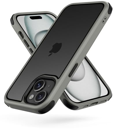 MobNano Ultra Hybrid Durchsichtig Hülle für iPhone 15 Hülle Stoßfest Bumper Transparent Handyhülle Shockproof Fallschutz Silicone iPhone 15 Case - Titan Grau