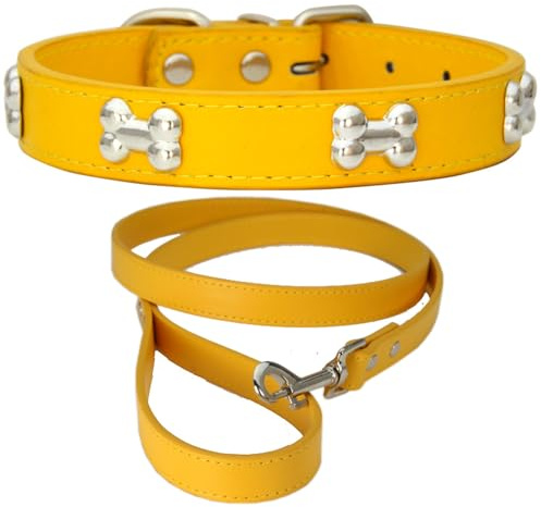 NEUSOP Hundehalsband aus Leder, verstellbar, Hundeleine, Hundehalsband, Katzenhalsbänder für Hunde, Katzen, Welpen, Haustierhalsband M
