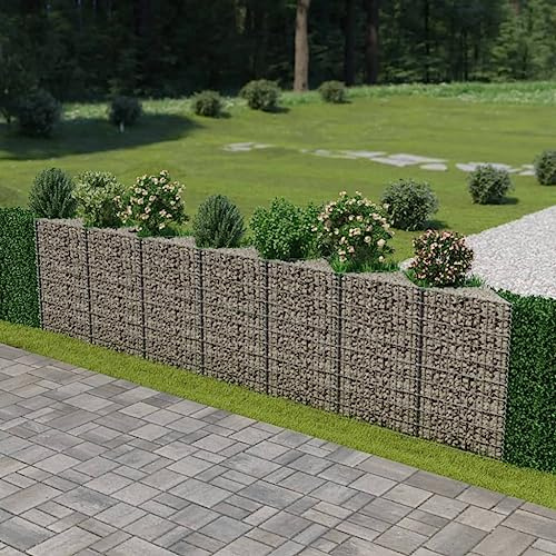 NQJIBUE Fencing & Barriers Gabion Wall Galvanised Steel 450x30x100 cm Fence Panels