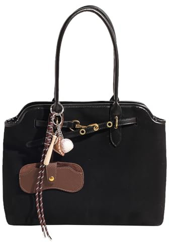 unisoul Wildleder Handtasche Damen - Tote Bag Groß Shopper Tasche Shoulder Bag, Damen-Shopper für College Schule Arbeit Reisen Shopping