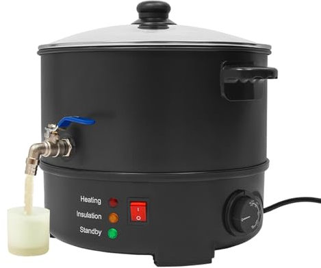 Cutycaty Wachsschmelzer für die Kerzenherstellung 8L/2.11gal Elektrischer Große Wachsschmelztopf, Kerzenherstellung Kit, Kerzenschmelztiegel mit Antihaftbeschichtungstopf