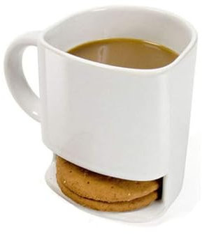 Doynrtx Pocket Cookie Coffee Mug,200ml Ceramic Coffee Cups with Biscuit Holder, 3D Creative Milk Breakfast Cup,A Good Omen Bone China Coffee Mugs,Christmas Birthday Gift (Common)