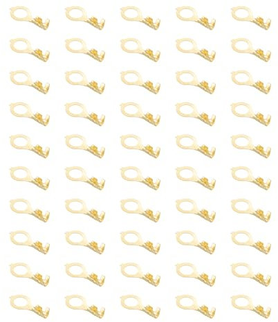 PATIKIL 50 Pcs Copper Ring Terminals, M5 Wire Cable Connecting Copper Open Barrel Wire Ring Cable Lugs Non-Insulated Kit for Lighting Grounding